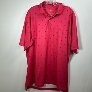 Fairway & Greene Pink Short Sleeve Golf Polo with Race Car Print.Large.